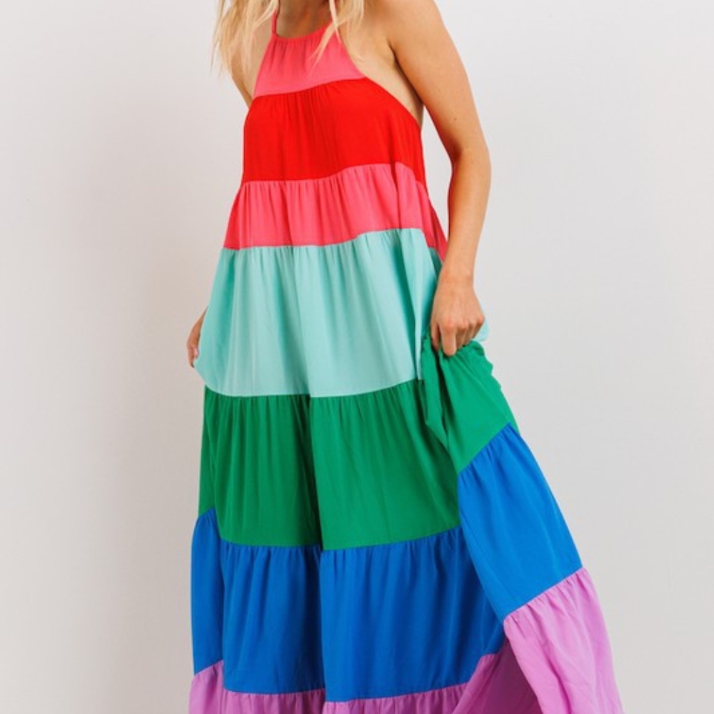 NEW PRODUCTS ONLY - Women Maxi Color block Dress - Picture 6 of 7